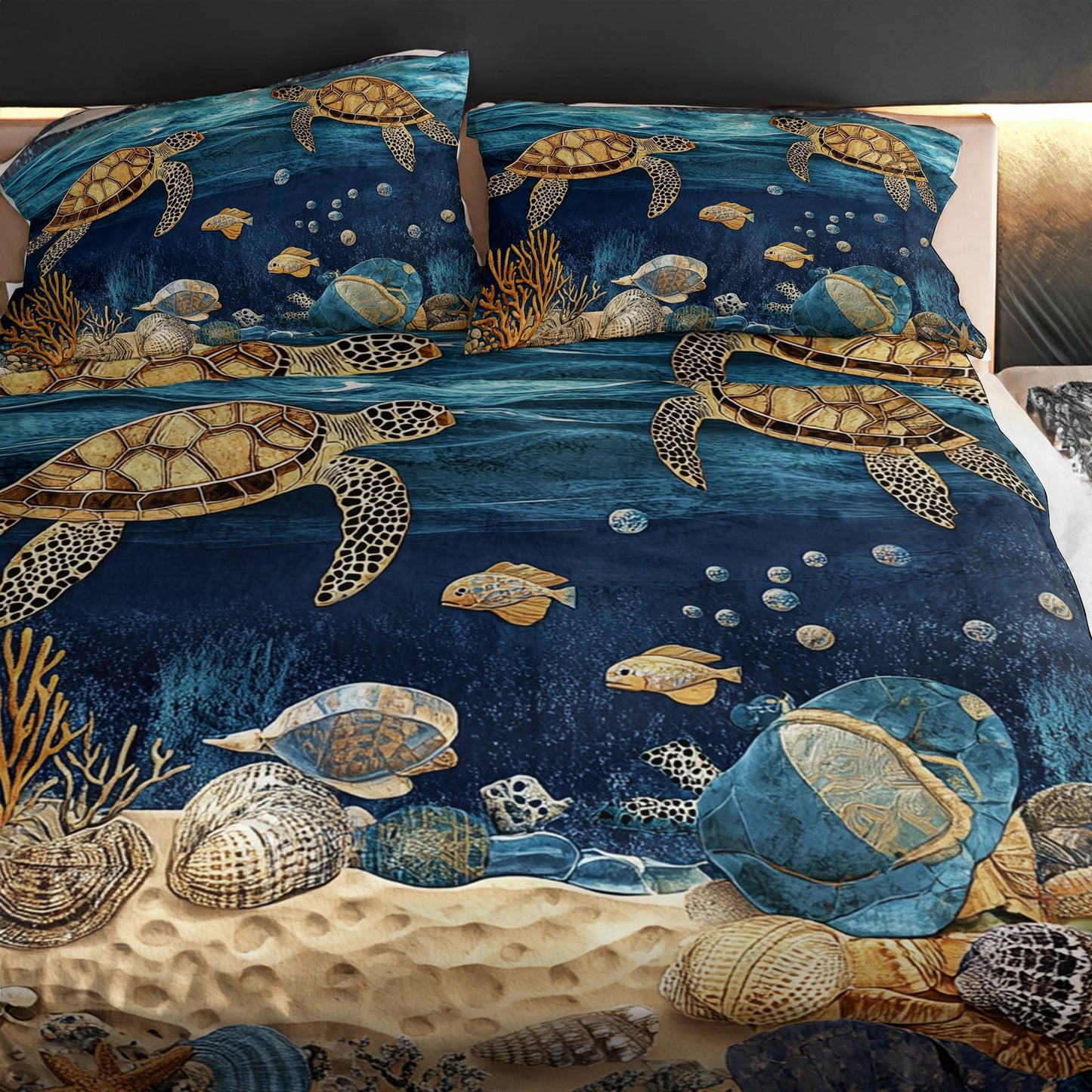 Shineful 4-Piece Bed Sheet Set Sea Turtle Lovely