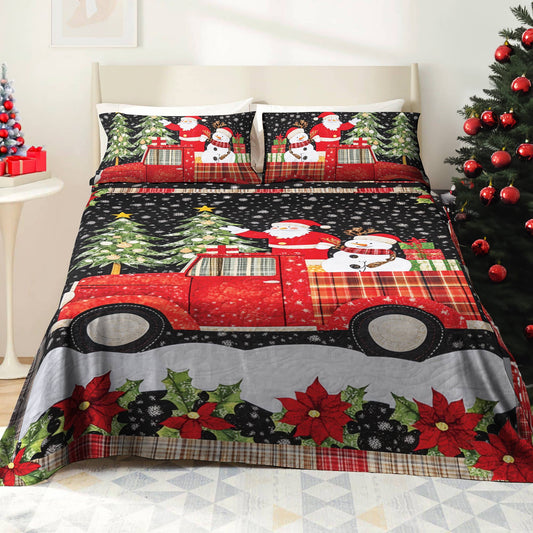 Shineful 4-Piece Bed Sheet Set Santa Claus