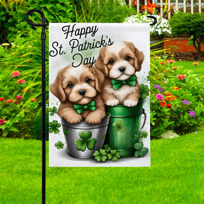 Shineful Garden Flag 12" x 18" Irish Charm Puppy Pair