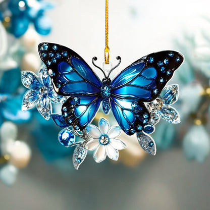 Shineful 2D Acrylic Ornament Blue Crystal Butterfly