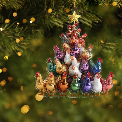 Shineful 2D Acrylic Ornament Amazing Colorful Chickens Christmas