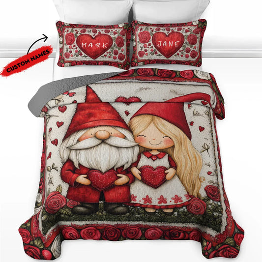 Shineful All Season Quilt 3-Piece Set - Pesonalized Romantic Valentine Couple