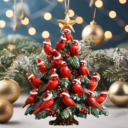 Shineful 2D Acrylic Ornament - Cardinal Christmas Tree