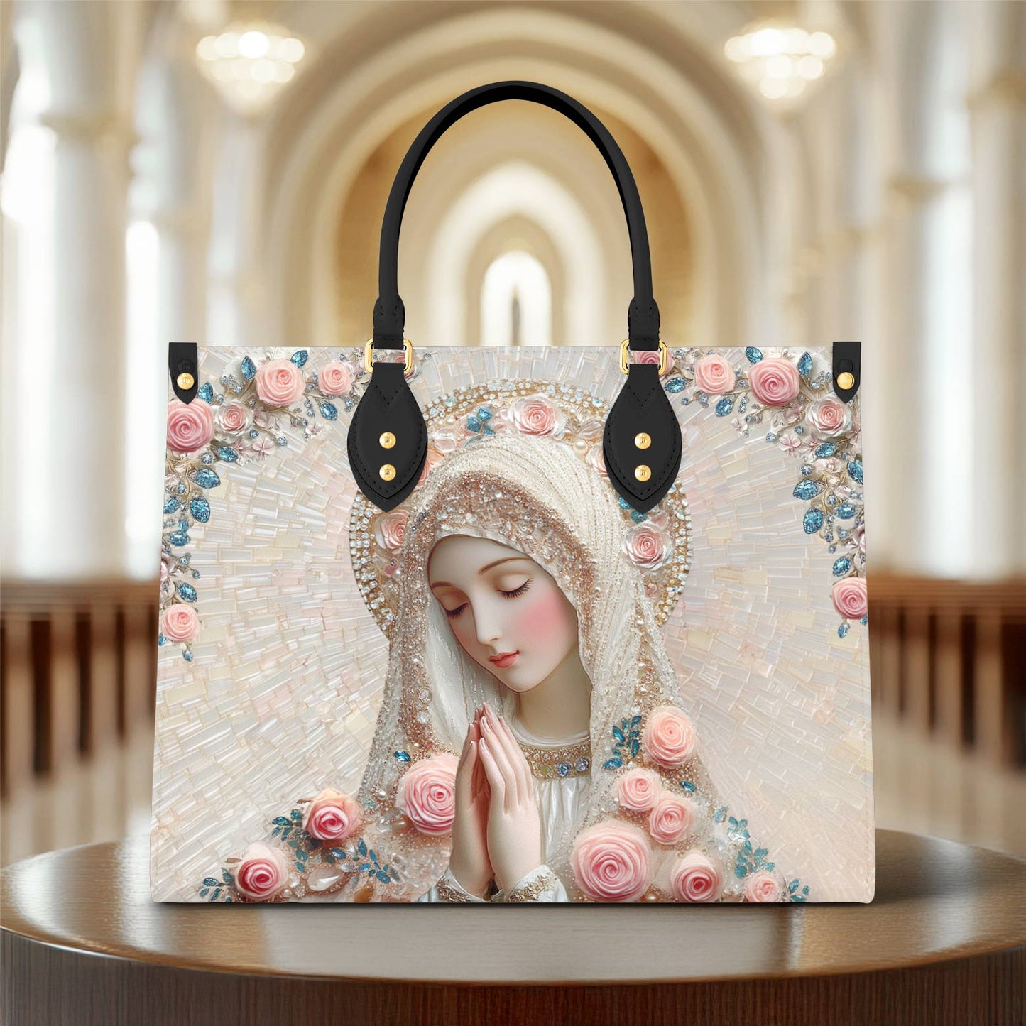 Sac en cuir brillant La fleur divine de la Sainte Mère