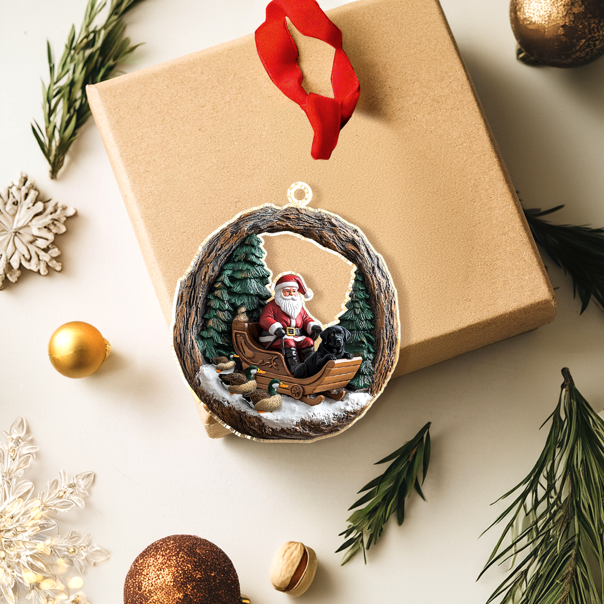 Shineful 2D Acrylic Ornament Santa Very Merry Hunt