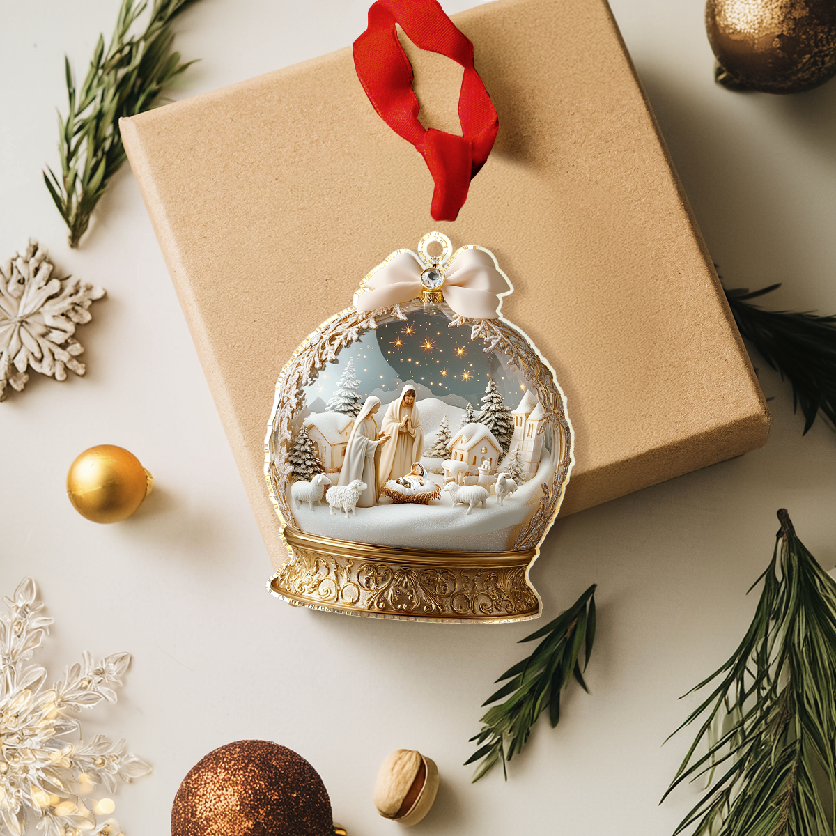 Shineful 2D Acrylic Ornament Golden Light Of The Nativity