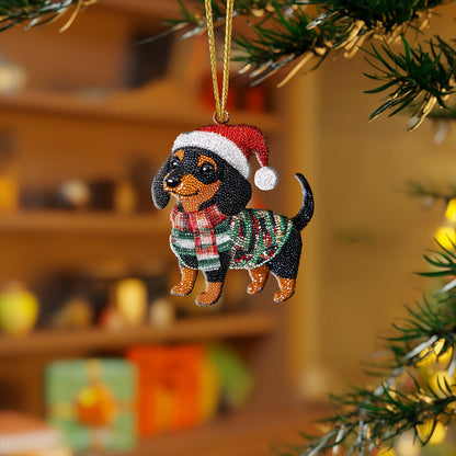 Shineful 2D Acrylic Ornament Cute Christmas Dachshund