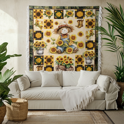 Shineful Woven Tapestry Throw Blanket Sunflower Peaceful Farmhouse