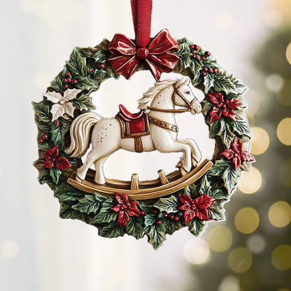 Shineful 2D Acrylic Ornament Holiday Rocking Horse Wreath