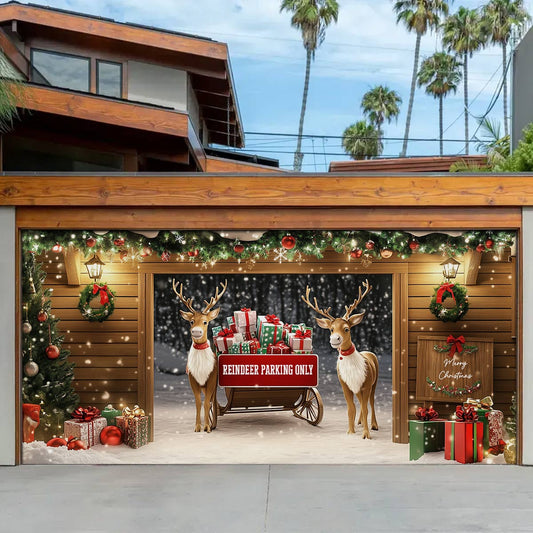 Shineful Garage Door Banner Decoration - Reindeer Parking Only