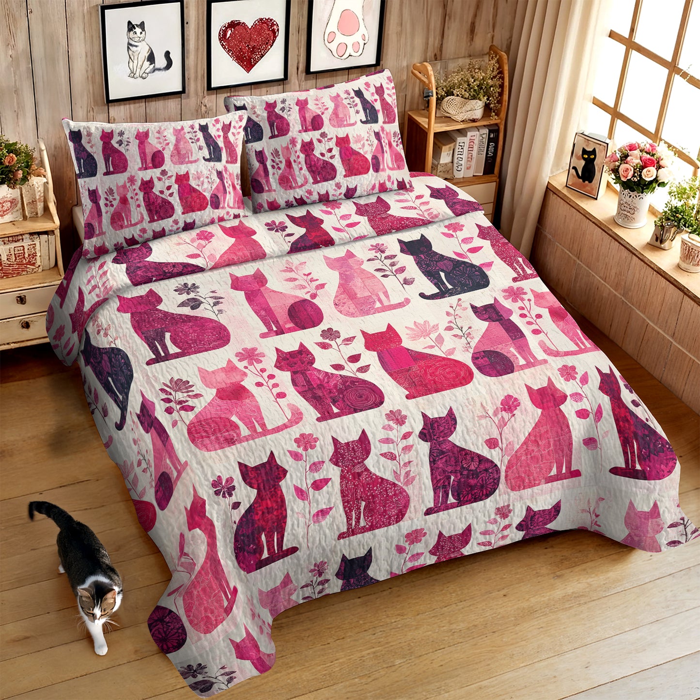 Shineful All Season Quilt 3-Piece Set Purrfectly Pink Paradise