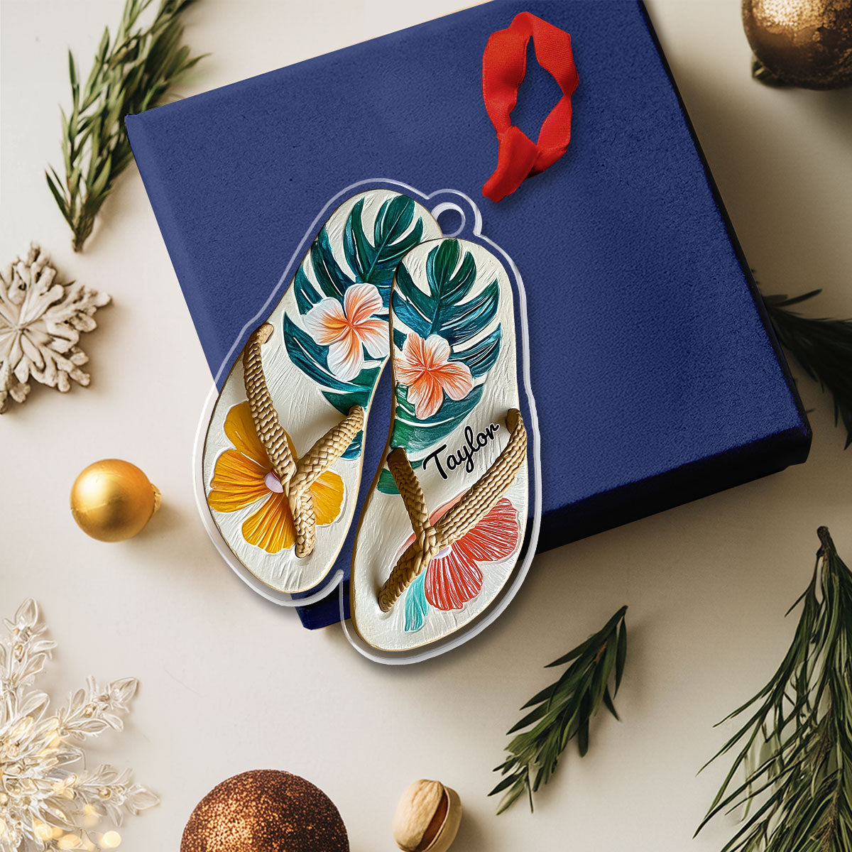 Shineful 2D Acrylic Ornament - Personalized Flip Flops Ornament