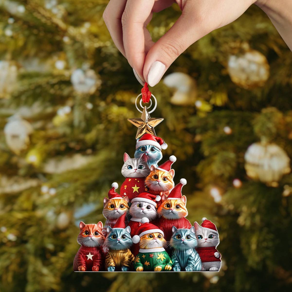 Shineful 2D Acrylic Ornament Feline Fir