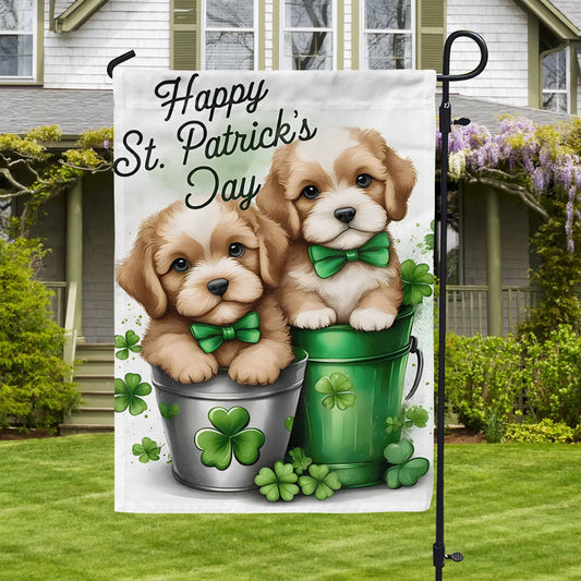 Shineful Garden Flag 12" x 18" Irish Charm Puppy Pair