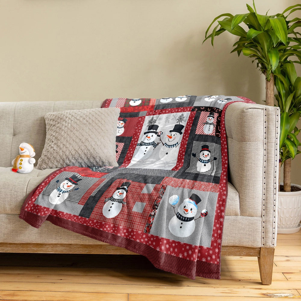 Shineful Fleece Blanket Playful Snowmen