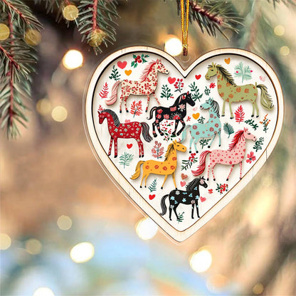 Shineful 2D Acrylic Ornament Beautiful Horses Floral