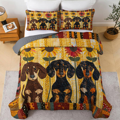 Shineful All Season Quilt 3-Piece Set Sunshine Dachshund