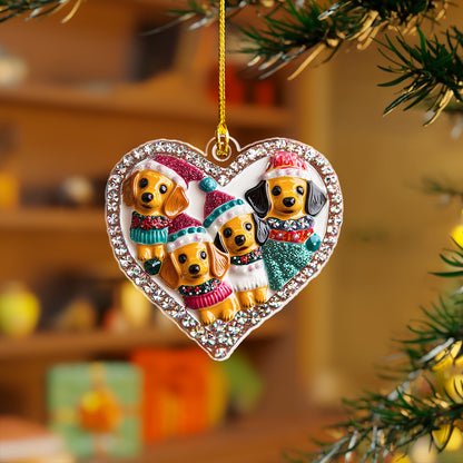 Shineful 2D Acrylic Ornament Christmas Dachshund With Heart