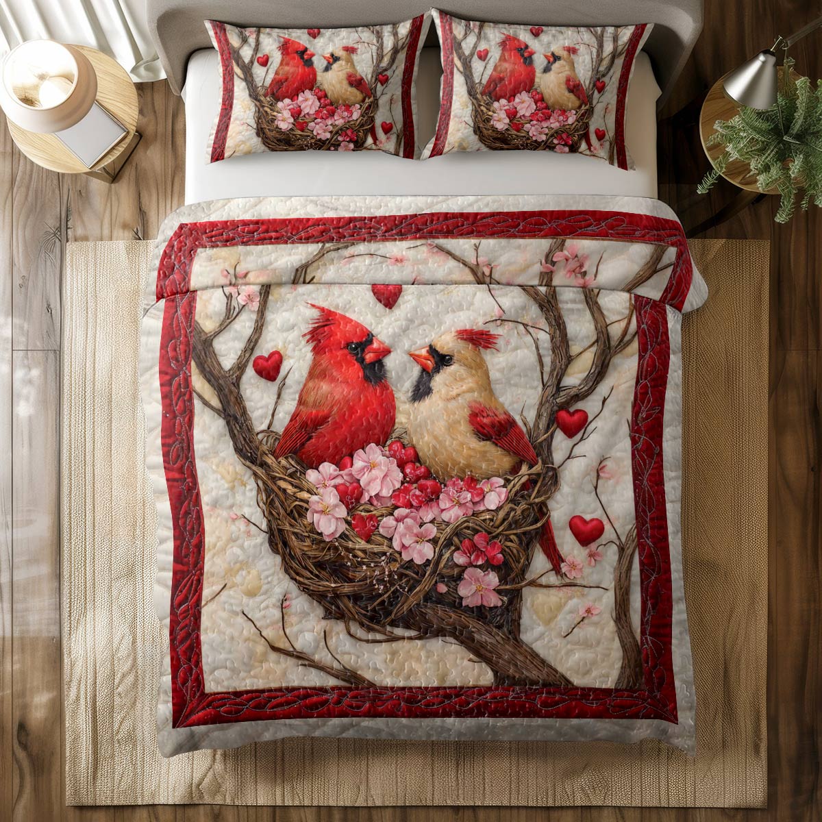 Shineful All Season Quilt 3-Piece Set Cardinal Rose