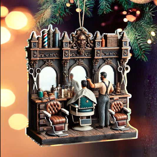 Shineful 2D Acrylic Ornament Barber Shop