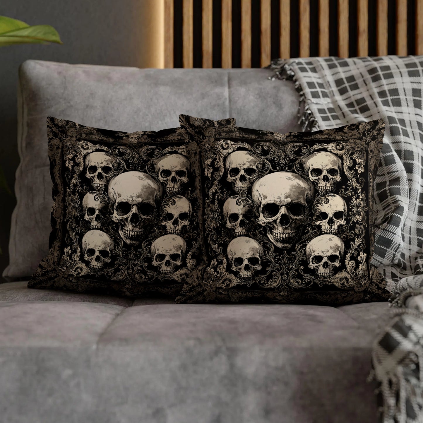 Shineful 2D Print Cushion Cover, Pillowcase, Pillows Covers - Gothic Skull Majesty