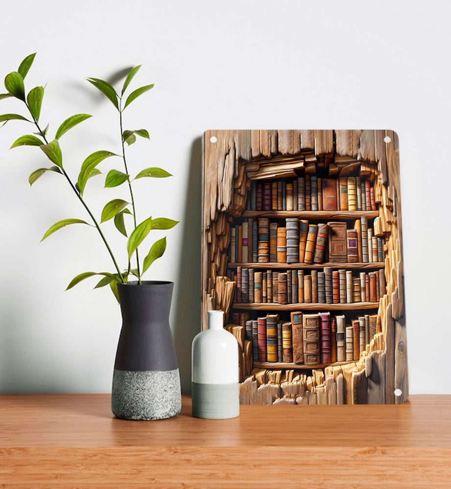 Shineful 2D Metal Sign Vintage Bookcase