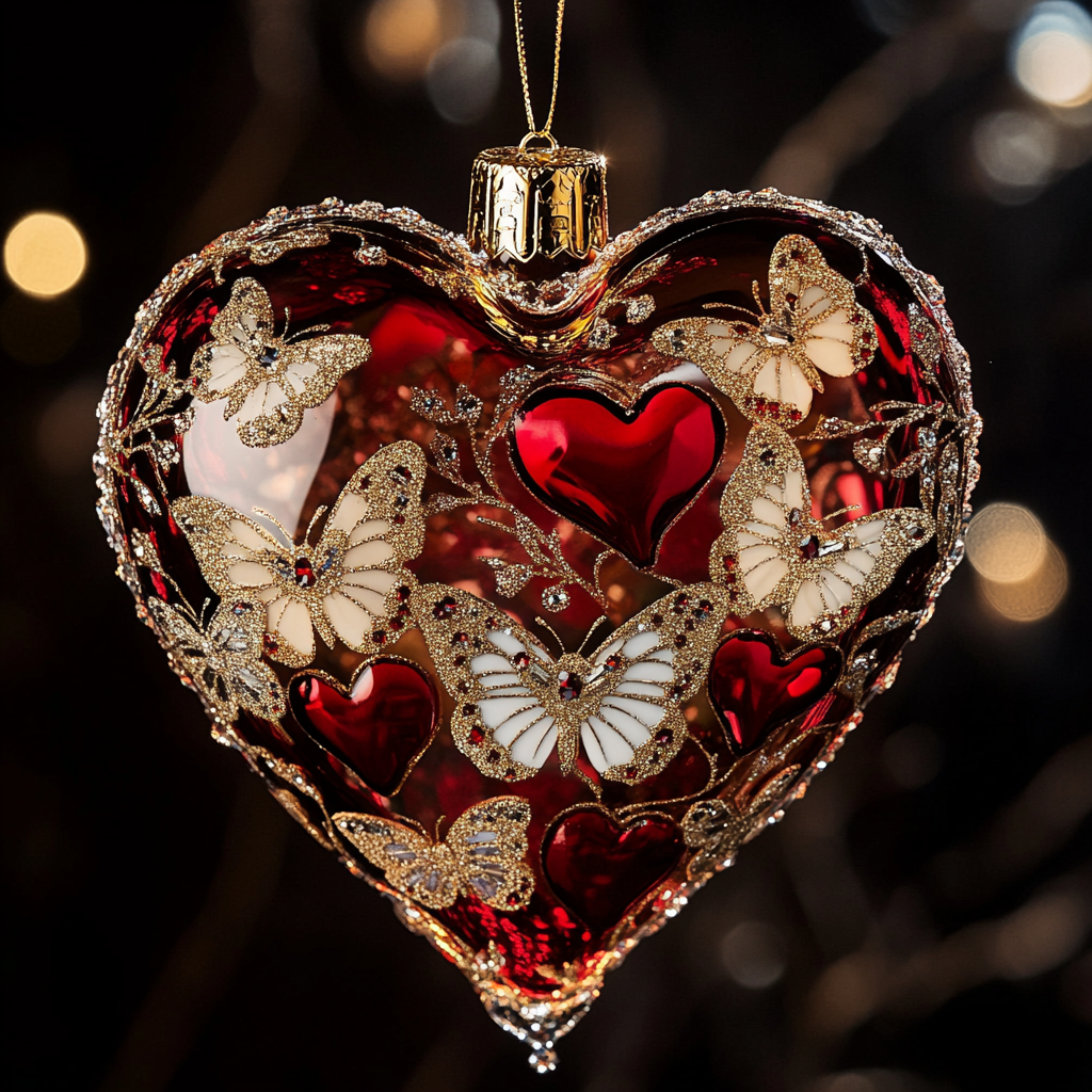 Shineful 2D Acrylic Ornament Beautiful Butterfly Heart