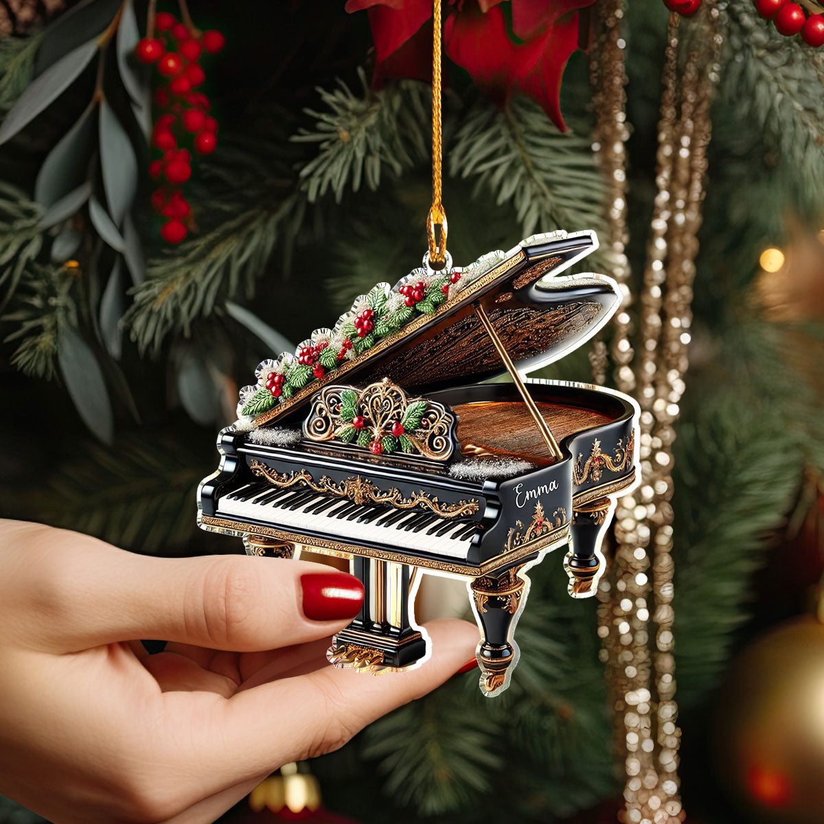 Shineful Personalized 2D Acrylic Ornament Grand Piano Holiday