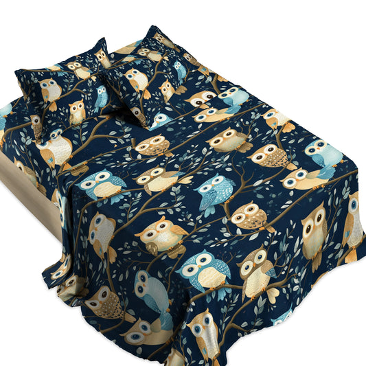 Shineful 4-Piece Bed Sheet Set Owl Wisdom Dream