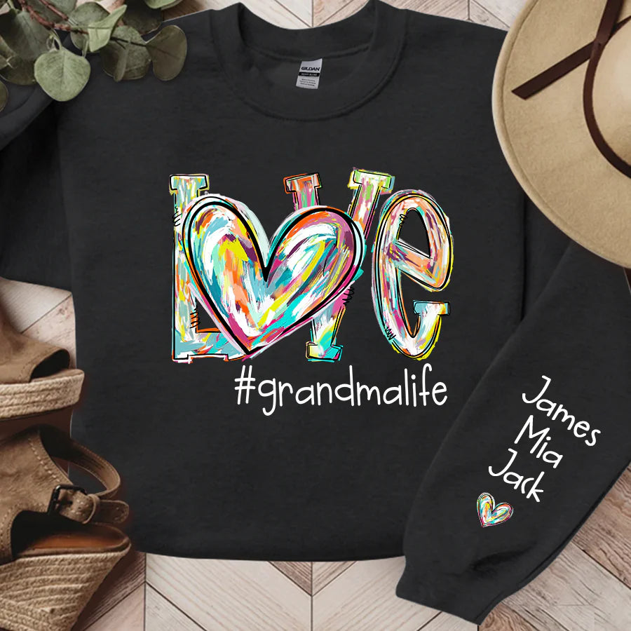 Shineful Sweatshirts Love Grandma Life Color Personalized Custom Name