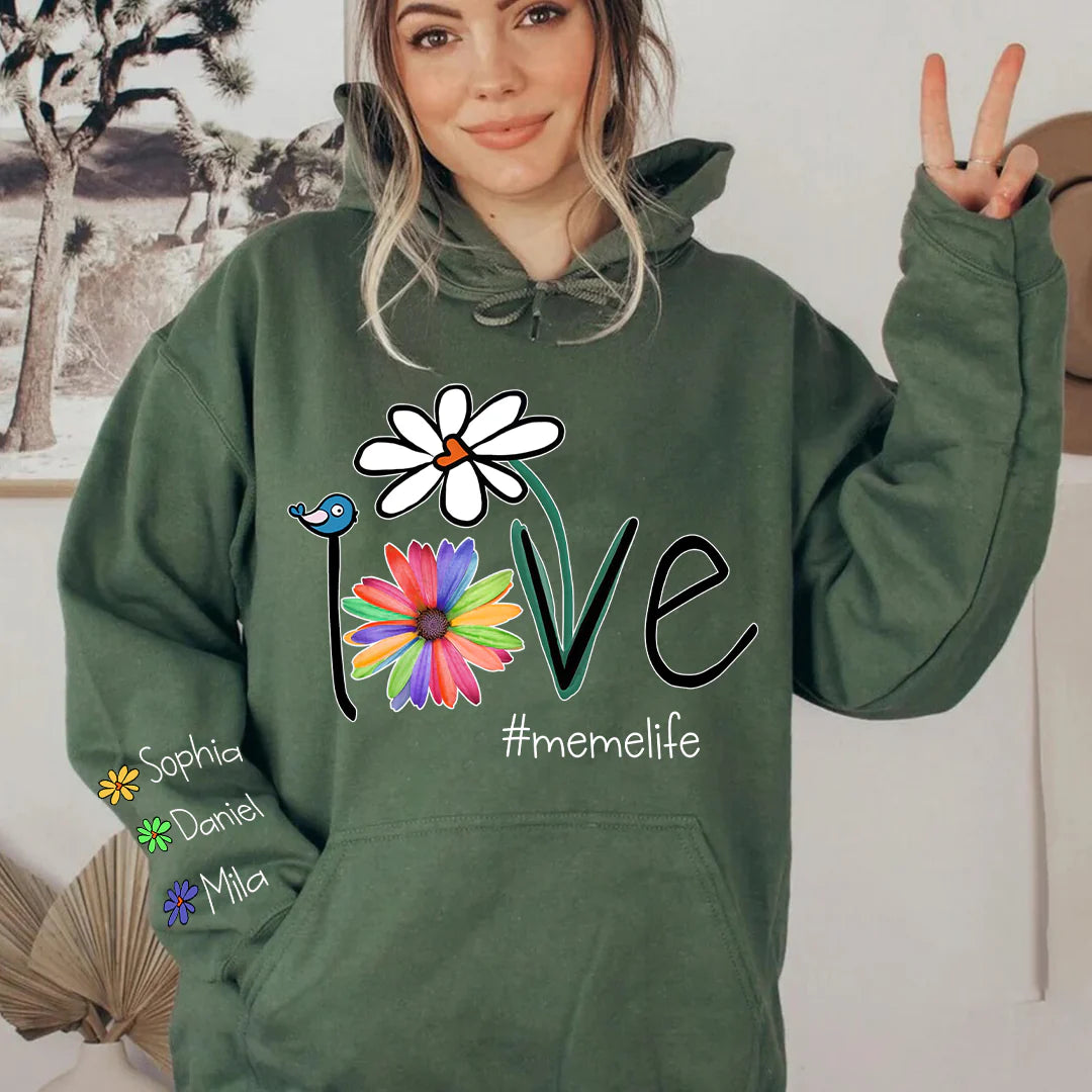 Shineful Sweatshirts 2D Print Personalized Love Grandma Life Flower Sweatshirt