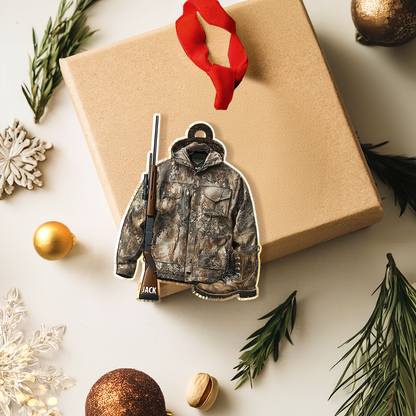 Ornement de Noël personnalisé en acrylique 2D Shineful motif camouflage chasseur