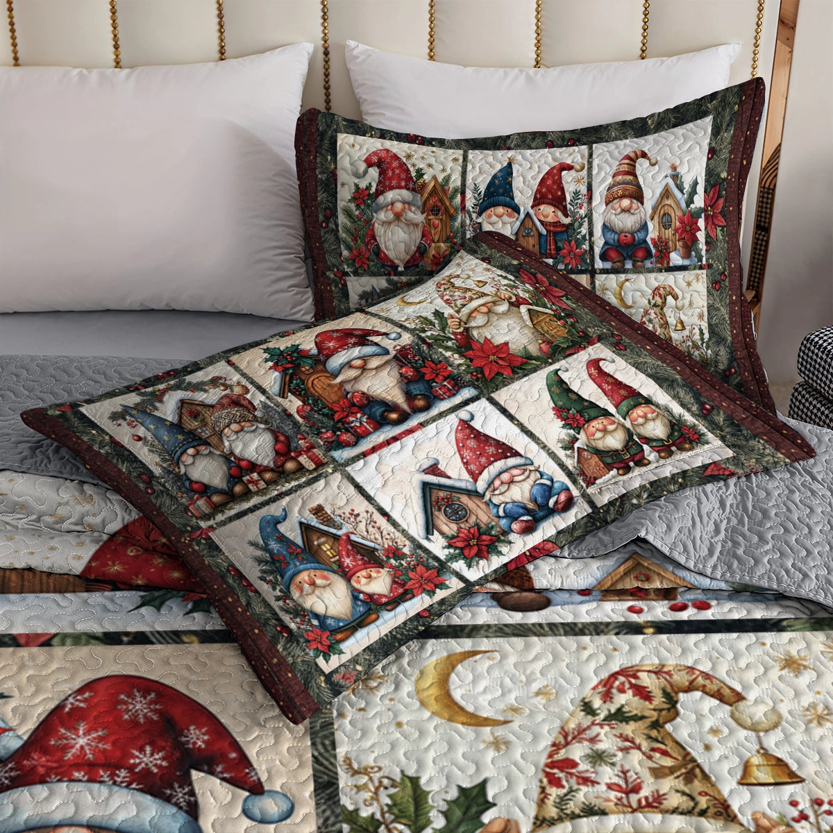 Shineful All Season Quilt 3-Piece Set - Gnome's Christmas Village