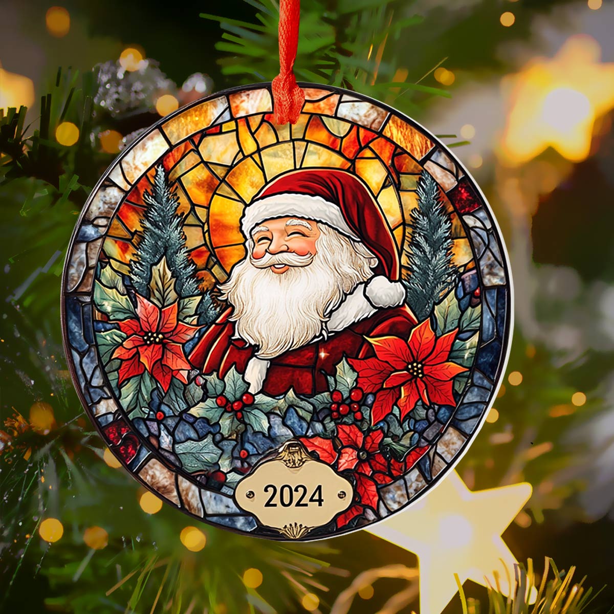 Glänzendes 2D-Acryl-Ornament für das Weihnachtsfenster 