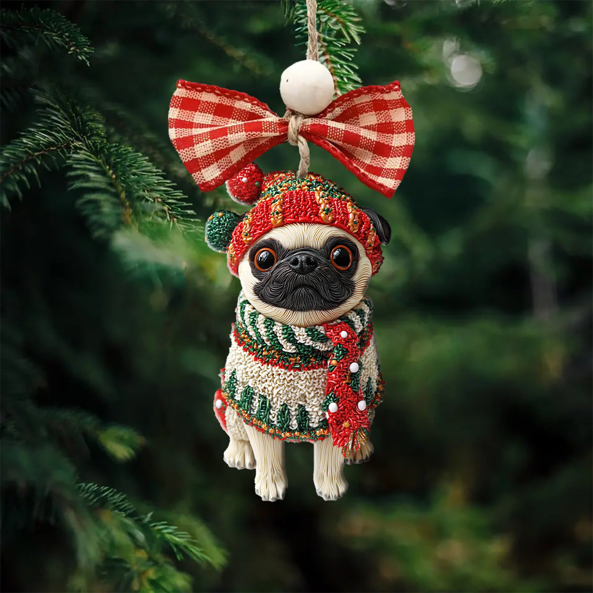 Shineful 2D Acrylic Ornament Chistmas Puggy