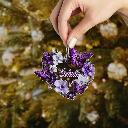 Shineful 2D Acrylic Ornament Personalized Purple Crystal Butterfly Heart