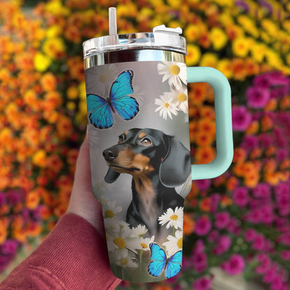 Shineful Tumbler Beautiful Dachshund With Daisy