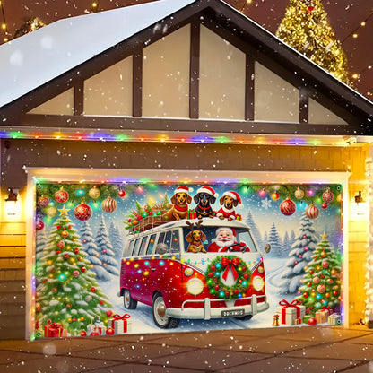 Shineful Garage Door Banner Decoration Playful Dachshund Travel