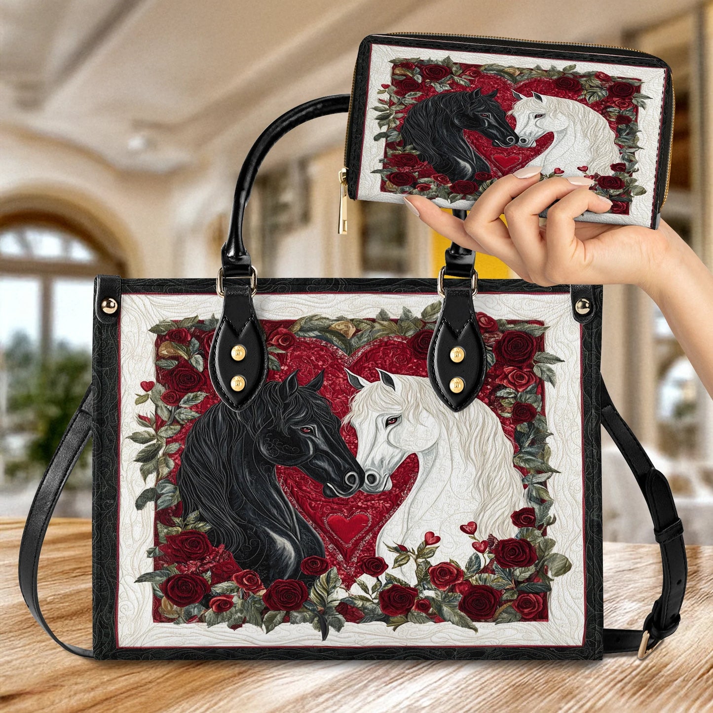 Glänzende Ledertasche Eternal Love Horse