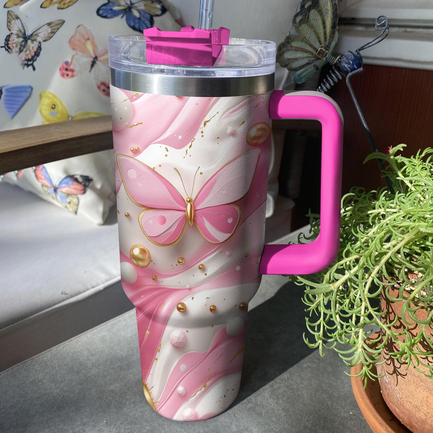 Shineful Tumbler Pink Butterfly