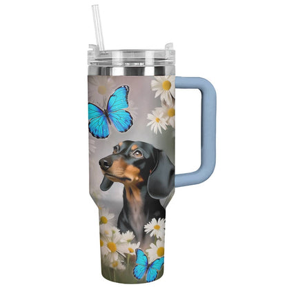 Shiny Tumbler Schöner Dackel mit Gänseblümchen