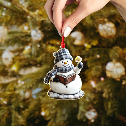 Shineful 2D Acrylic Ornament Snowman Reads