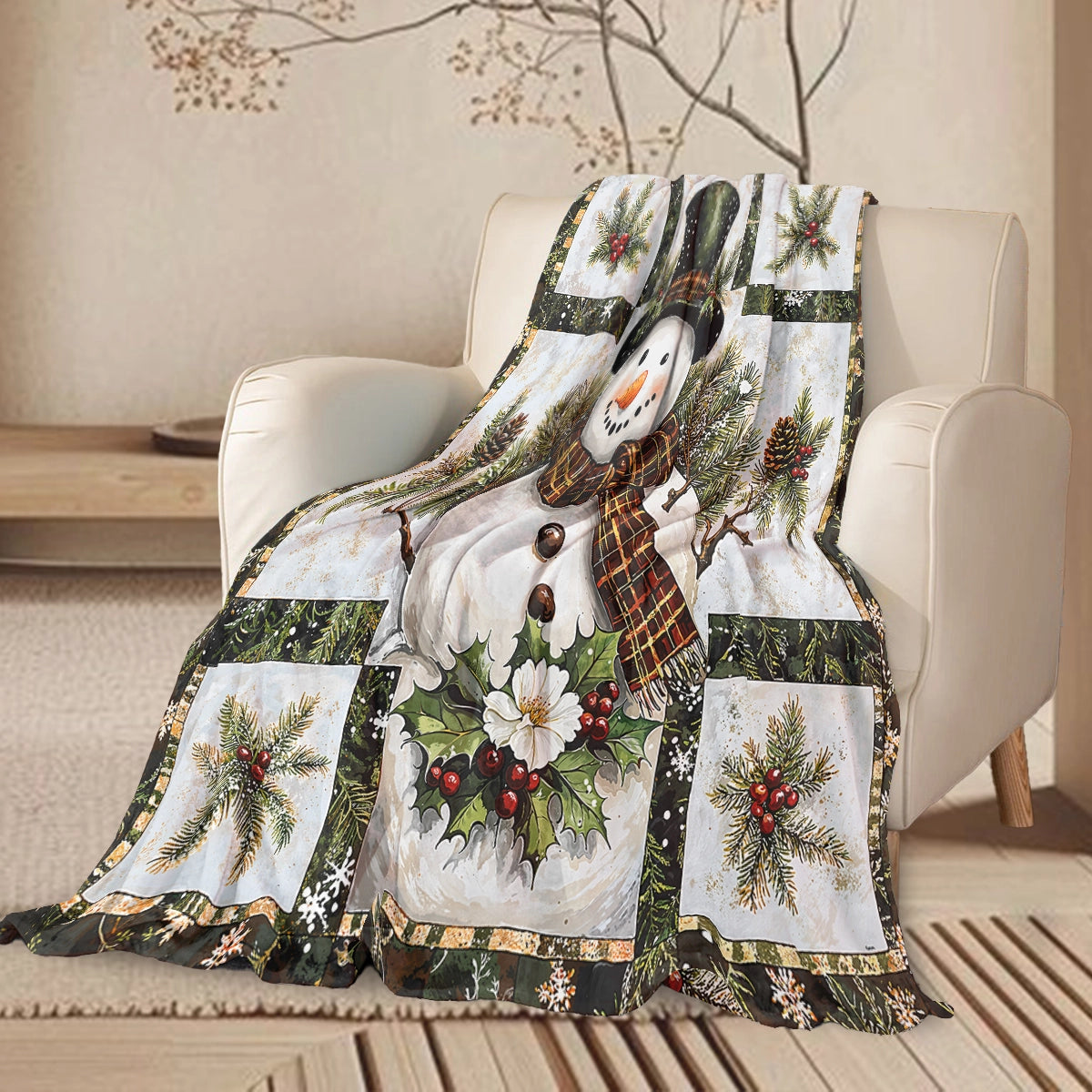 Shineful Fleece Blanket Snowman Bliss