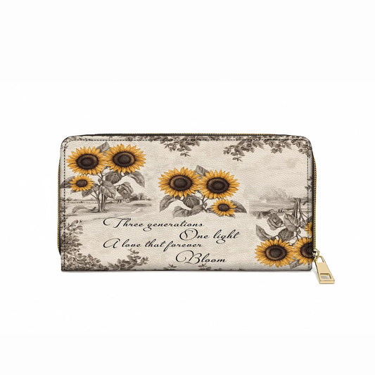 Shineful Leather Clutch Purse With Wristlet Strap Handle Generations of Sunshine