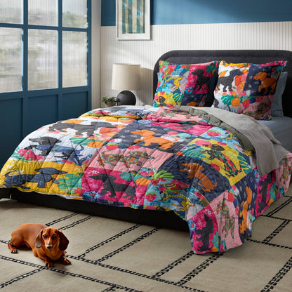 Shineful Tropical Floral Dachshunds - All Season Quilt 3-Piece Set