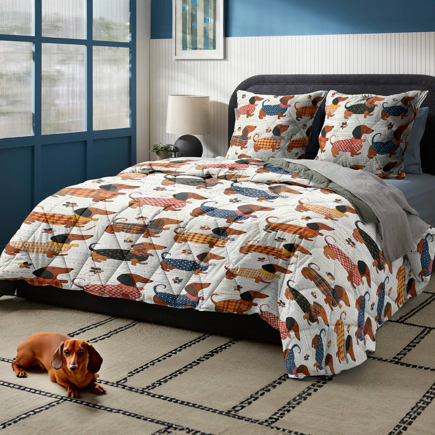 Shineful Quilt 3-Piece Set Gentle Dachshunds