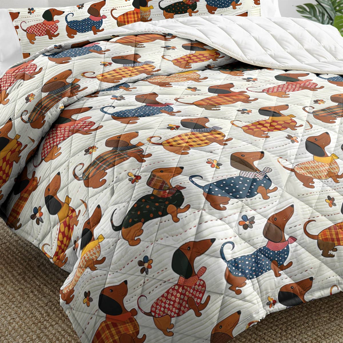 Shineful Quilt 3-Piece Set Gentle Dachshunds