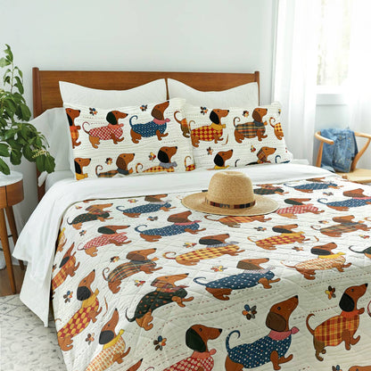 Shineful Quilt 3-Piece Set Gentle Dachshunds