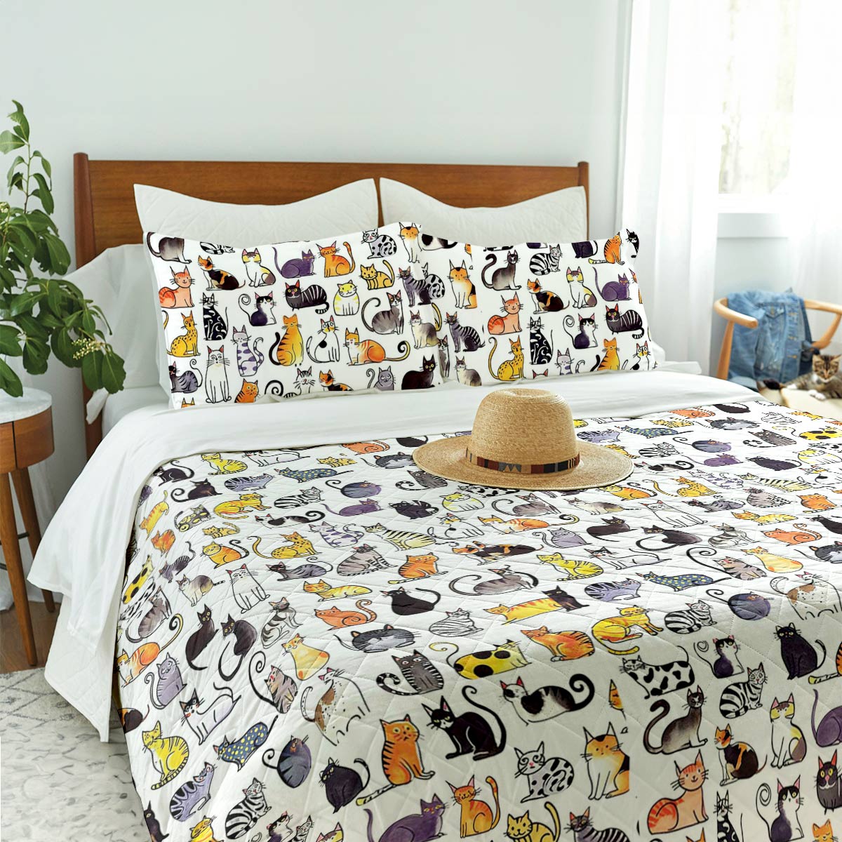 Shineful Quilt 3-Piece Set Cats Lovely