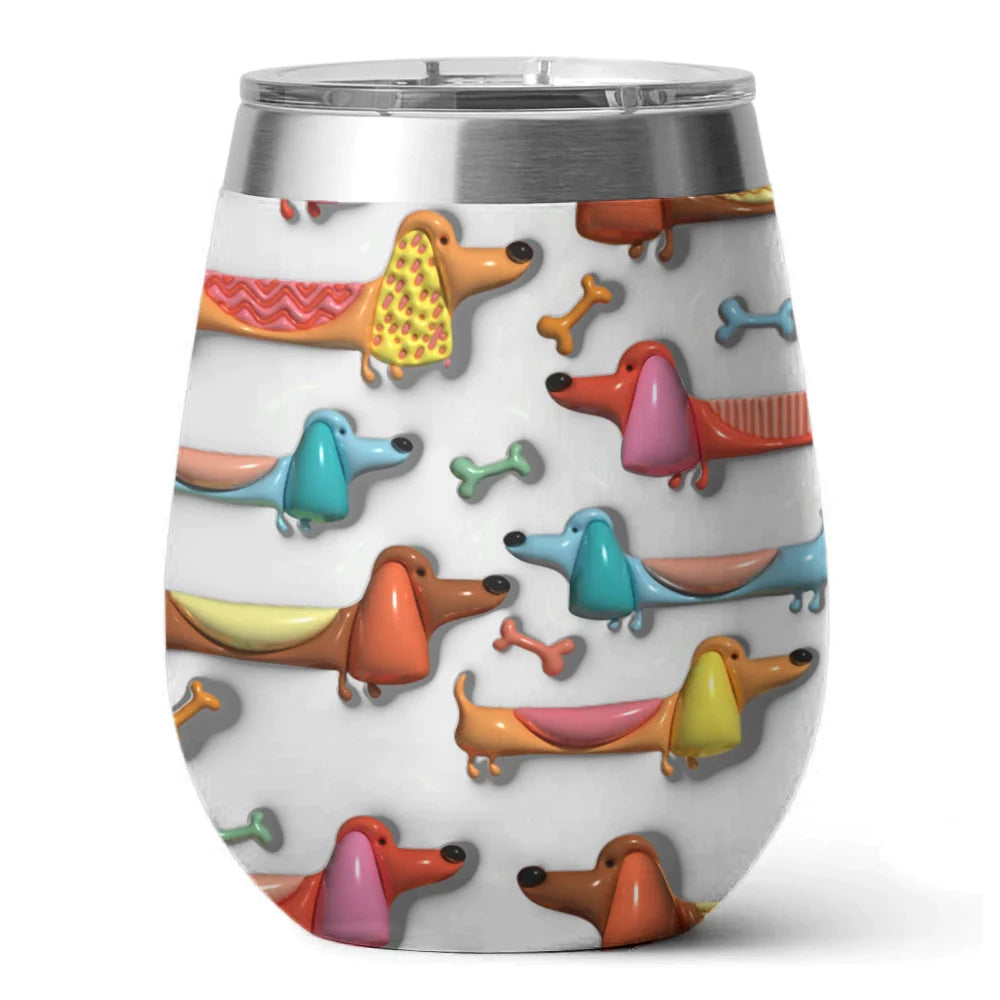 Dachshund 12 Oz Shineful™ Wine Tumbler Puffy Lovely Mn8 12Oz